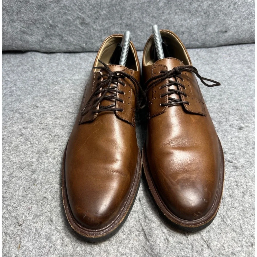 Allen Edmonds Brooklyn Light Derby Shoes Brown Leather Dress Mens Size 9.5